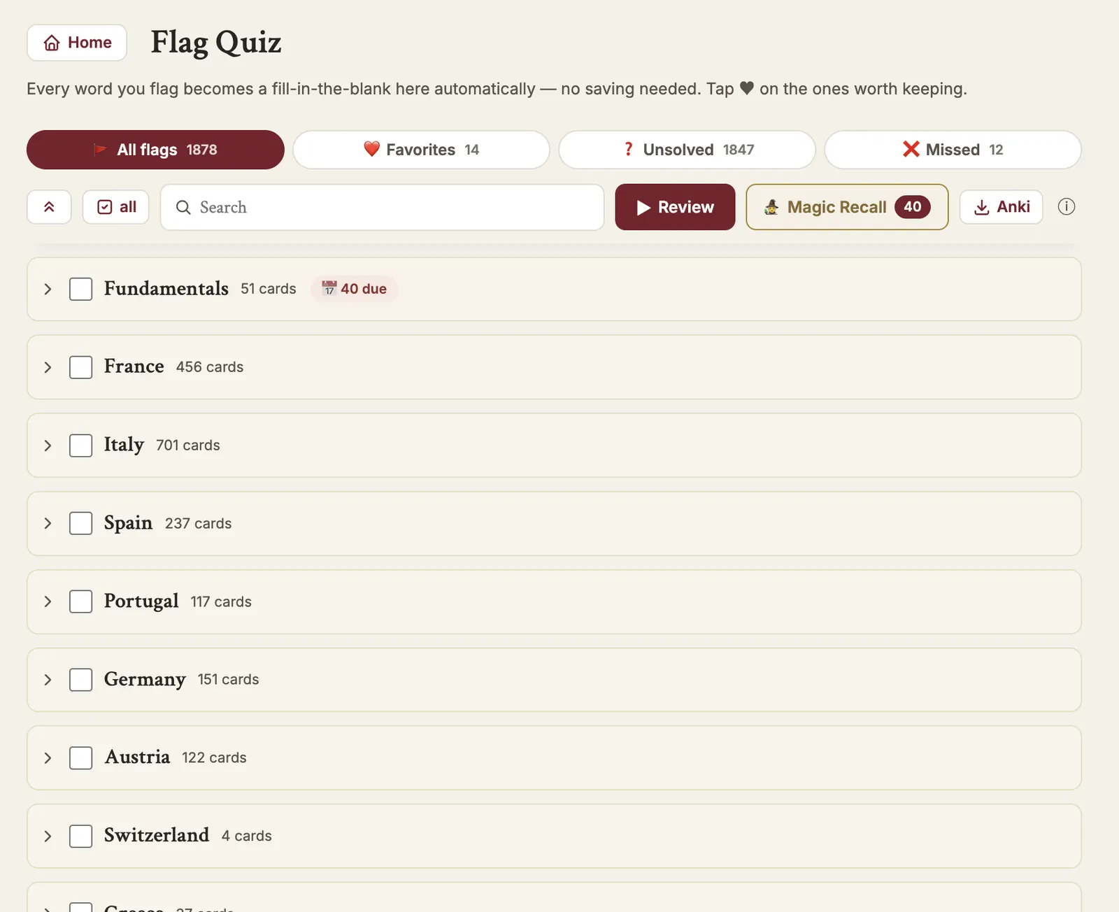 Flag Quiz home